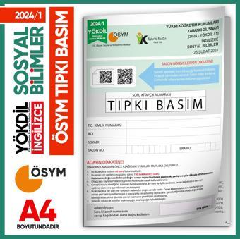 2024/1 YÖKDİL İngilizce SOSYAL BİLİMLER ÖSYM Çıkmış Soru Tıpkı Basım Deneme Kitapçığı Türkiye Geneli - Karakutu Yayınları