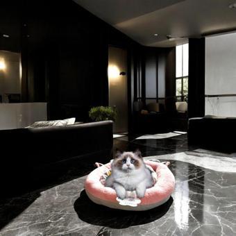 Wellmop Lüks Kedi Ve Köpek Yatağı Kuyruklu Gri Pembe