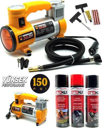 Germany Style 12 V Araba Oto Araç Lastik Şişirme Pompası 150 Psi Metal Gövde  Kompresör Lastik Tamir