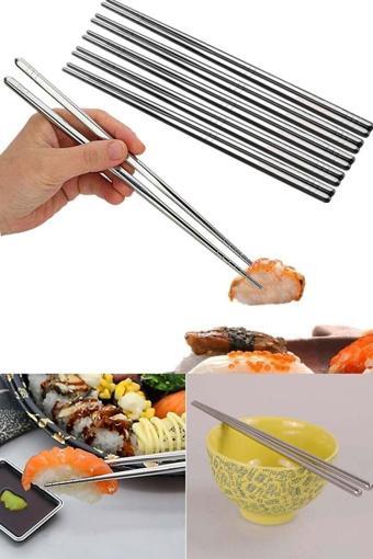 Metal Chopstick 10 Çift  Paslanmaz Çelik Çin Çubuğu Yemek Çubukları 10 Çift