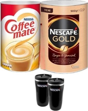 Nescafe Gold 900 Gr Granül Kahve + Coffee Mate 2 Kg + 2 Adet Thermomug