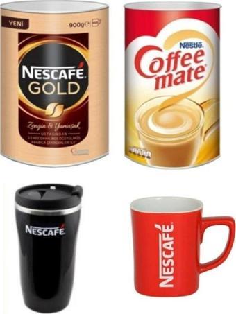 Nescafe Gold 900 Gr Kahve + Coffee Mate 2 Kg + Thermomug + 3 Bardak