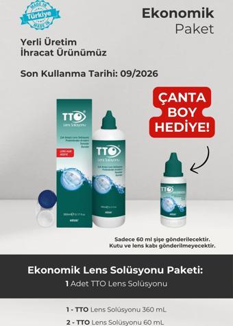 TTO 360 ml Lens Solüsyonu Çanta Boy 60 ml Çanta Boy Hediye Son Kullanım Tarihi: 09.2026