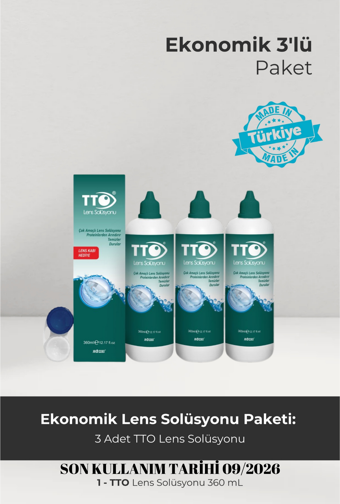 TTO LENS SOLÜSYONU 360 ML 3 ADET SON KULLANIM TARİHİ 9/2026