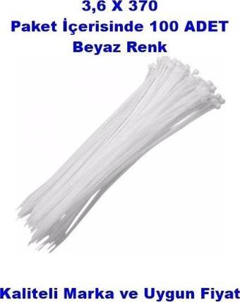 PEMSAN Klips Kablo Bağı 3,6x370 BEYAZ (100 Adet) Kablo Cırtı