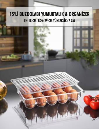 15 Li Buzdolabı Kapaklı Yumurtalık & Buzdolabı Organizeri 