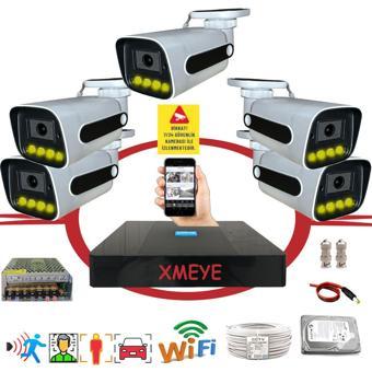 Bises 5 li Araç Yüz ve İnsan Tanımalı Hareket Algılayan 5 MP Lens 4 Warm Led Gece Renkli Gösteren Güvenlik Kamera Seti BS784W