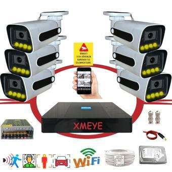 Bises 6 lı Araç Yüz ve İnsan Tanımalı Hareket Algılayan 5 MP Lens 4 Warm Led Gece Renkli Gösteren Güvenlik Kamera Seti BS784W