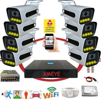 Bises 8 li Araç Yüz ve İnsan Tanımalı Hareket Algılayan 5 MP Lens 4 Warm Led Gece Renkli Gösteren Güvenlik Kamera Seti BS784W