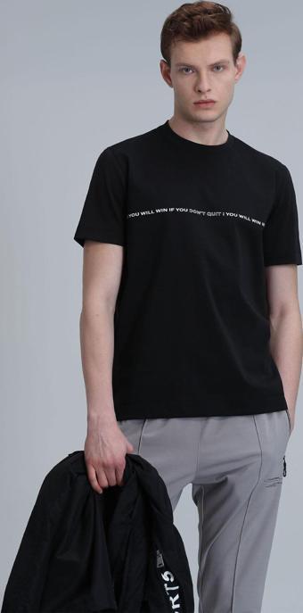 Lufian Erkek Carlos Modern Grafik T-Shirt 111020211 Siyah