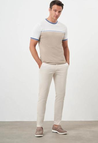 Morven Erkek Yazlık Pileli Slim Fit Chino Pantolon 24YS003006 Taş