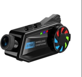 Bt68 Motosiklet Kask Bluetooth Kulaklık 1080p Kamera Ses Kontrolü Video Kayıt Özellikli intercom