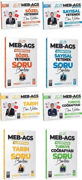 İndeks Akademi 2025 MEB-AGS Akademisi Sözel+Sayısal Yetenek+Tarih+Türkiye Coğrafyası Ders Notları + Soru Bankası 8 li Se - İndeks Akademi Yayıncılık