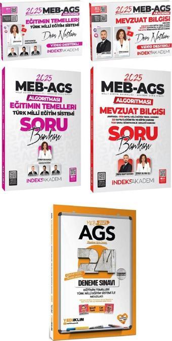 Yediiklim + İndeks 2025 MEB-AGS Eğitimin Temelleri + Mevzuat Bilgisi Ders Notları + Soru + 24 Deneme 5 li Set - İndeks Akademi Yayıncılık