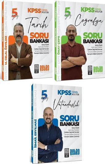 Retro 2025 KPSS Tarih+Coğrafya+Vatandaşlık Kültür 5Yüz Soru Bankası 3 lü Set Retro Yayıncılık - Retro Yayıncılık