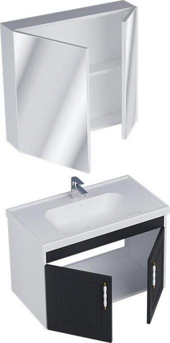 UBM Retro 80 cm Banyo Dolabı Seti Antrasit 