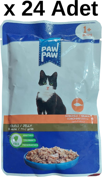 Paw Paw Jöle İçinde Somonlu Yaş Kedi Maması 85 gr x 24 Adet