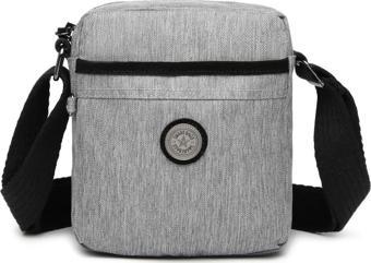 Kırçıllı Gri Kumaş Kadın Postacı Çantası Smart Bags 3089
