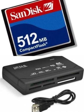 Sandisk 512 Mb Compact Flash Hafıza Kartı - Usb 2.0 Çoklu Kart Okuyucu