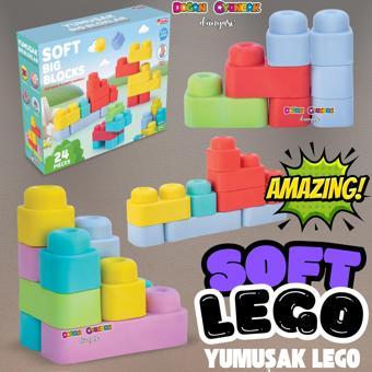 Yumuşak Soft Lego Seti 24 Parça - Büyük Yumuşak Bloklar - Büyük Soft Lego Oyuncakları - Yumuşak Lego