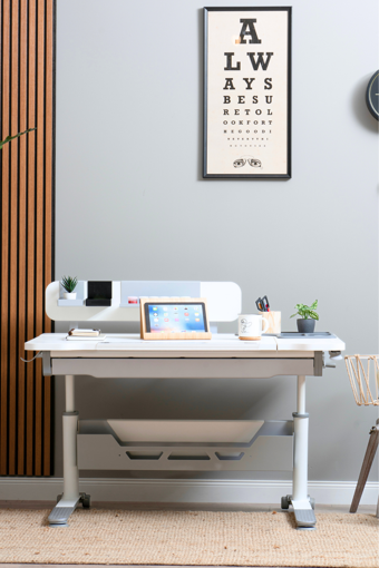 Creo Mobili Yükseklik ve Eğim Ayarlı, Sirius Standart Bilgisayar, Ofis ve Çalışma Masası Beyaz/Gri