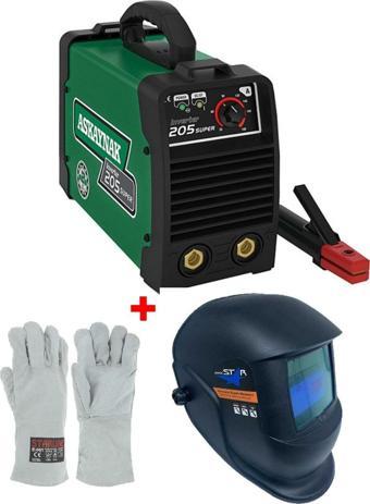 Askaynak 205 Inverter Kaynak Makinası 180A + Maxstar Kaynak Maskesi + Starline Kaynak Eldiveni