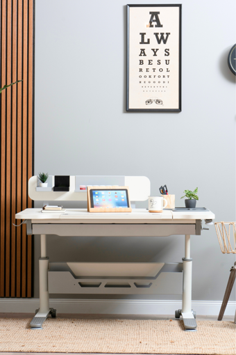 Creo Mobili Yükseklik ve Eğim Ayarlı, Sirius Standart Bilgisayar, Ofis ve Çalışma Masası Ekru/Gri