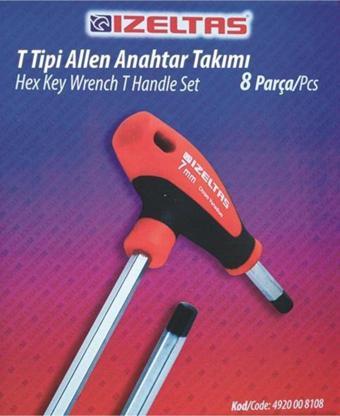 İzeltaş 4920008108 8'Li T Tipi Allen Anahtar Tk.