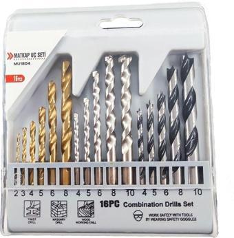 Baytec Derinsanalmarket 16 Parça Metal Ağaç Beton Duvar Delme Uçları Full Set Profesyonel Standlı