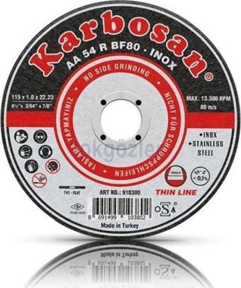 Karbosan 115X1 Inox Paslanmaz 25'Li Kesme Taşı