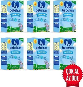 Bebehum 2 No Bebek Sütü 6-9 Ay 800 Gr X 6 Adet