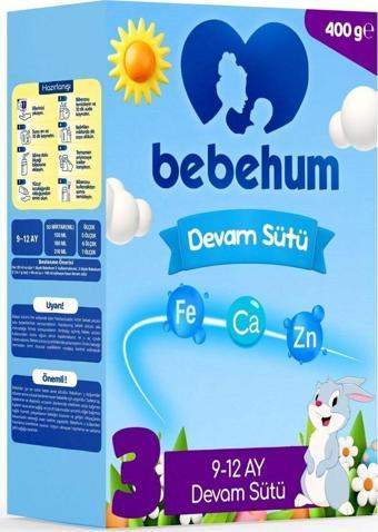 Bebehum 3 Devam Sütü 400 Gr 9-12 Ay