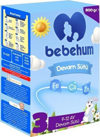 Bebehum 3 Devam Sütü 800 Gr 9-12 Ay
