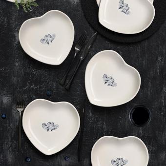 Keramika Amour Kalp Pasta Tabağı 20 Cm 4 Adet 22870