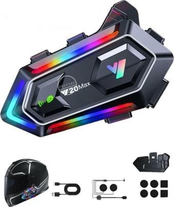 Y20 Max Motorsiklet Intercom Su Geçirmez Kask 2 Kişi Telsiz Bağlantılı Intercom Rgb Intercom