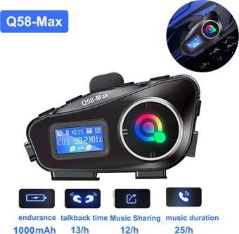 Q58 Max Dijitool Kablosuz Motosiklet Kaskı İnterkom Çift Sürücü İletişimi 500m Stereo Mp3 FM Radyo