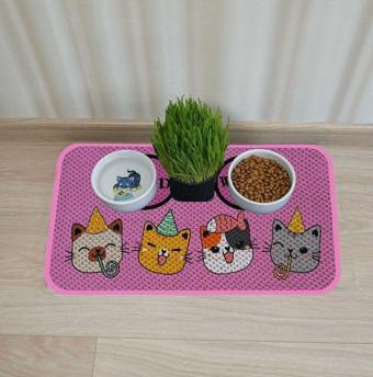 Aktunç Kedi Köpek Mama Ve Su Kabı Altı Paspası + Tırmalama