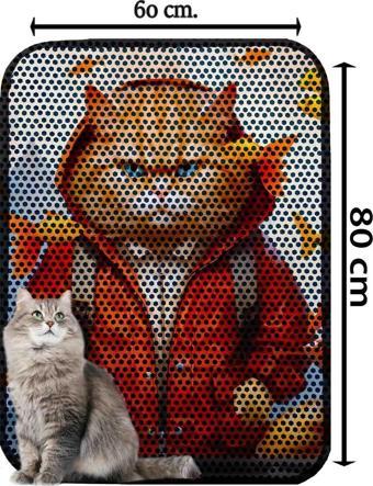 PeraMila Büyük Boy Elekli Tuvalet Önü Desenli Kedi Kumu Paspası 60 X 80 Cm