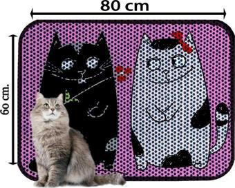 PeraMila Büyük Boy Elekli Tuvalet Önü Desenli Kedi Kumu Paspası 60 X 80 Cm