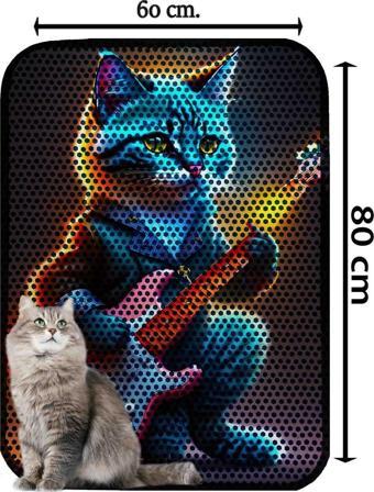 PeraMila Büyük Boy Elekli Tuvalet Önü Desenli Kedi Kumu Paspası 60 X 80 Cm