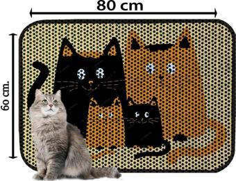 PeraMila Büyük Boy Elekli Tuvalet Önü Desenli Kedi Kumu Paspası 60 X 80 Cm