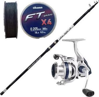 YekOutdoor Okuma Surf Kamışı Seti Okuma Aria Tele Surf 3,90 cm 100-200 gr Surf Kamışı& Okuma ARIA-8000a Painting Silver 