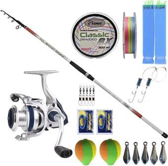YekOutdoor Full Takım Olta Seti Kendo Atlantic Surf 4.20m 100-250gr Olta Kamışı&Okuma ARIA-8000a Painting Silver 1BB Olt