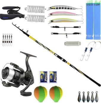 YekOutdoor Full Takım Olta Seti Kendo Spigola Surf 390cm 100-200 gr Teleskopik Kamış&Dam Nova 7000 FD 1BB 337M/0.40MM Ol