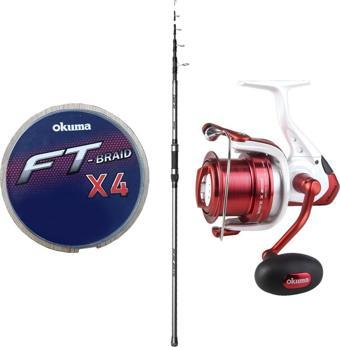 Yek Outdoor Göl ve Deniz Oltası Okuma Alaris Tele Surf 390 cm 100-200 gr Surf Kamışı&Okuma Wave X-8000 Olta Makinesi