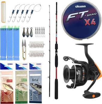 Yek Outdoor Tekne Oltası Seti Kendo Sea Bream 1.65m up to 150gr 2 Parça Olta Kamışı&Okuma JAW-55 3+1BB Olta Makinesi