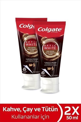 Colgate Optic White Kahve, Çay ve Tütün Kullanıcıları için Beyazlatıcı Diş Macunu 50 ml x 2 Adet