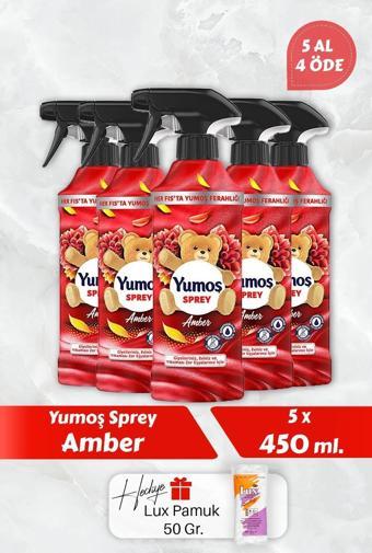 Yumoş Amber Sprey, 5 AL 4 Öde 450 ml, Pamuk Hediyeli