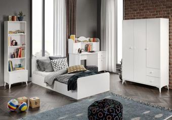 Kznmob Home Akasya Modern Genç Odası Takımı Beyaz - 4 Parçalı Ve Tamamı 1. Kalite Mdf