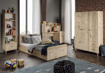Kznmob Home Akasya Modern Genç Odası Takımı Meşe - 4 Parçalı Ve Tamamı 1. Kalite Mdf